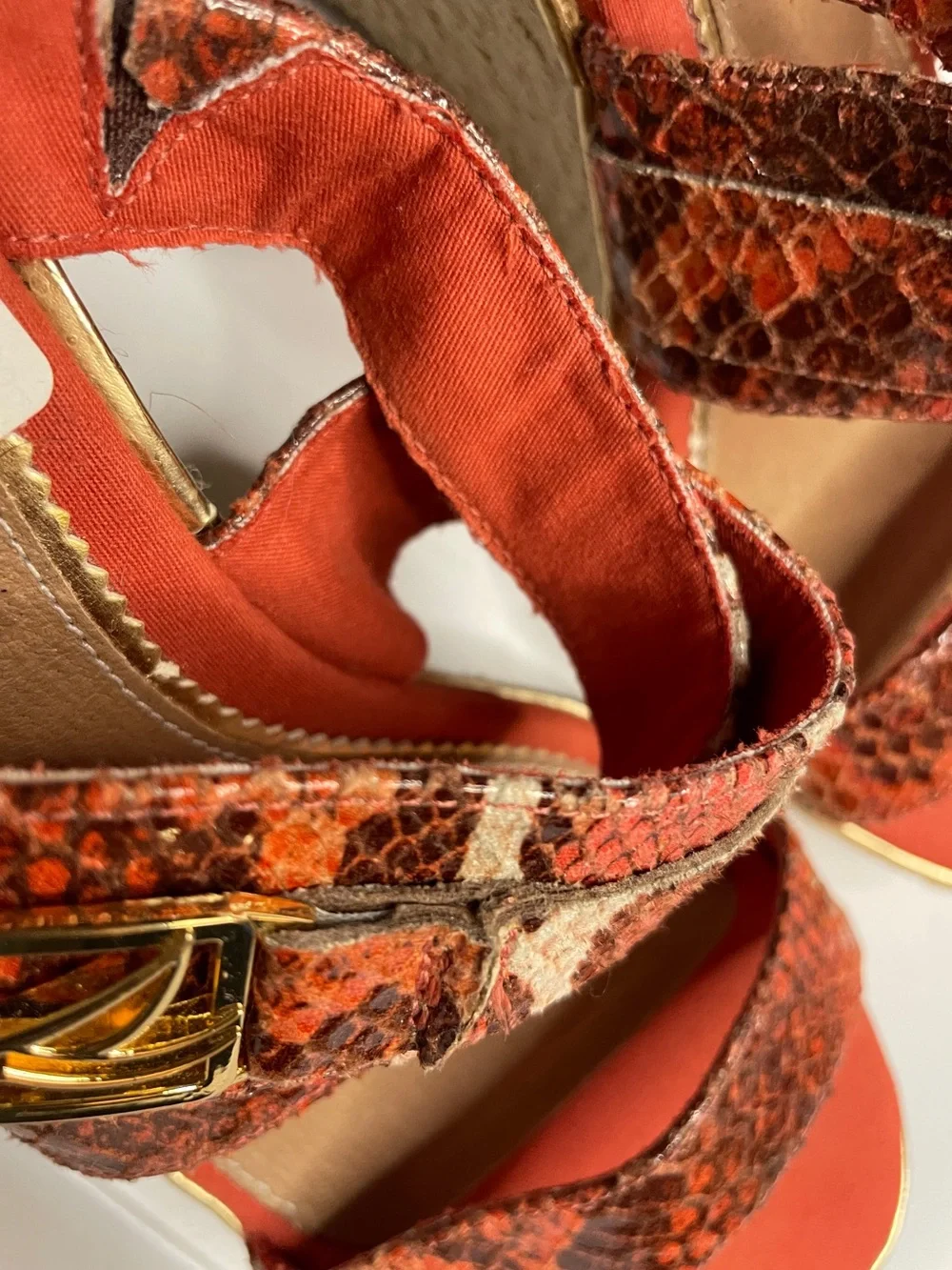 SPERRY TOPSIDER Maris Jute wedge python snakeskin sandal
